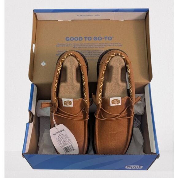 New In Box Mens HEY DUDE Wally Stretch Nut Canvas Slip On Shoes SZ 9 | 40700-2AH - Picture 1 of 5
